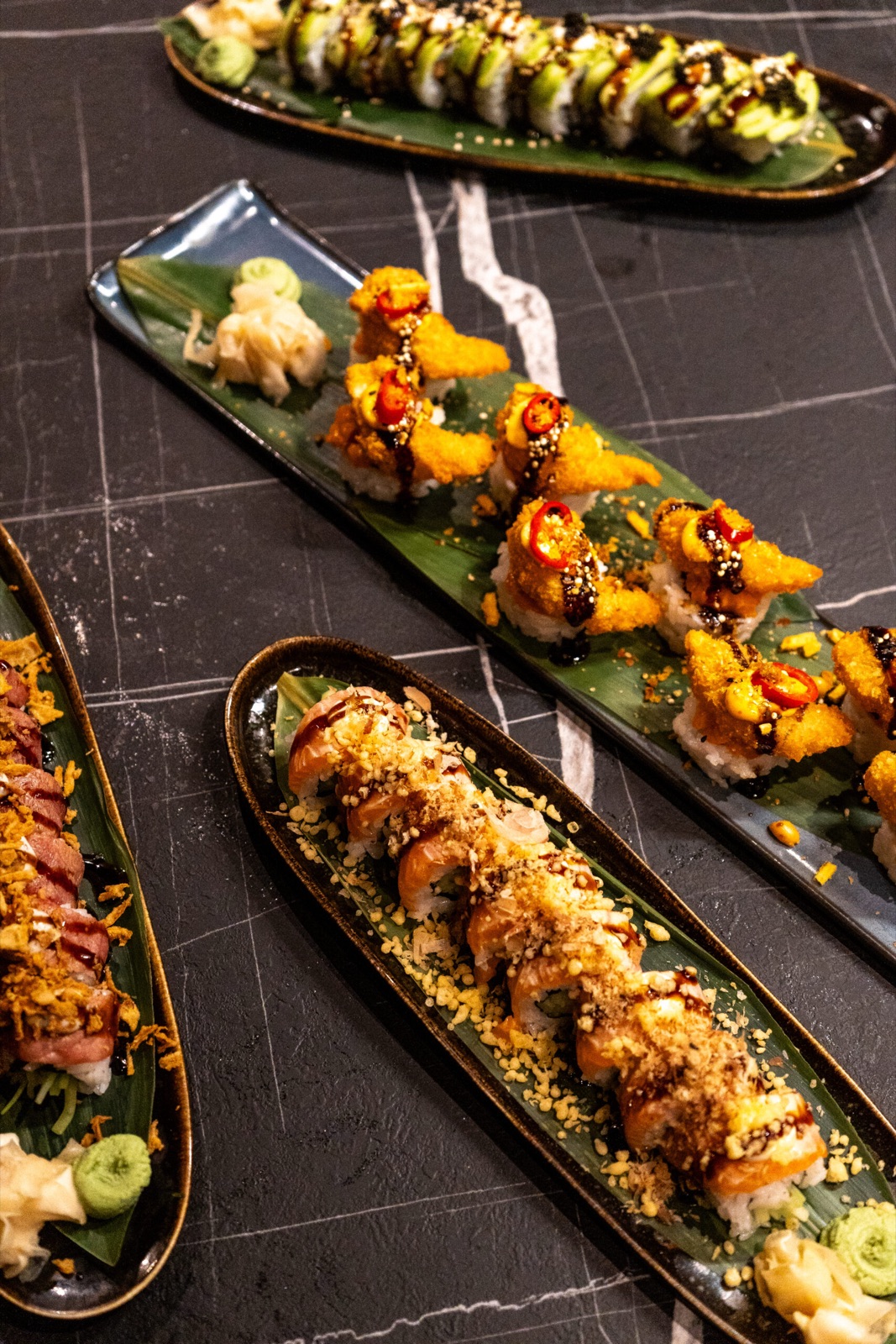 Crispy mango sushi roll at Donzo halal restaurant Rotterdam